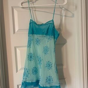 Vintage Victoria's Secret Turquoise Embroidered Chemise